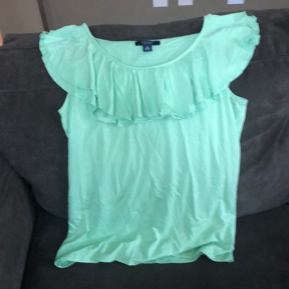 Mint Green - Sleeveless Ruffle Top - Size M